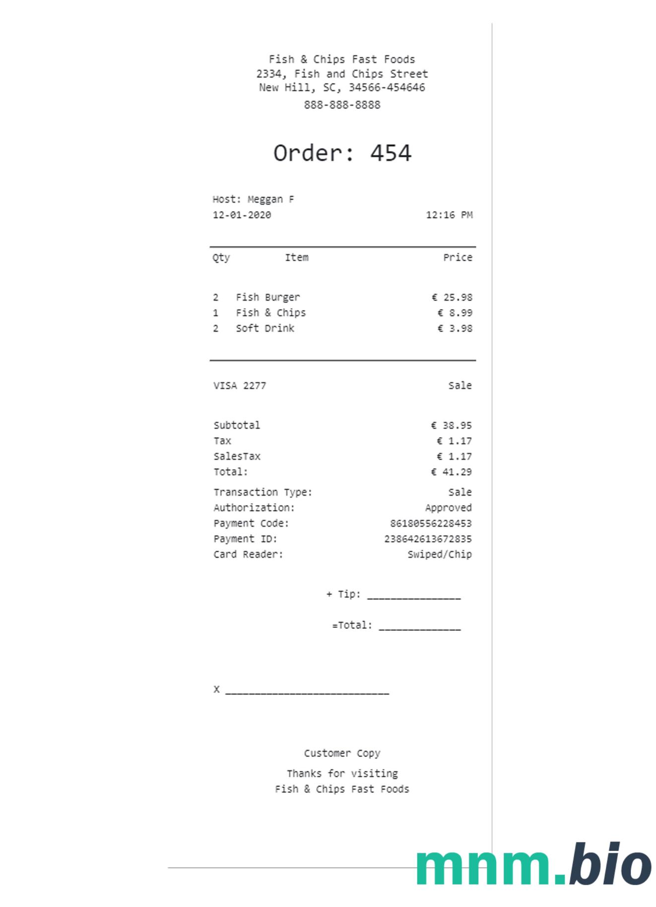 Fast Food szablon pokwitowania płatności PSD